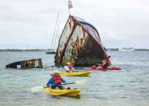 Ship hulk just off our island