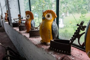 Antique irons decorate the plantation villa